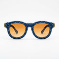 Navy Speckled Cord Statement Sunglasses
