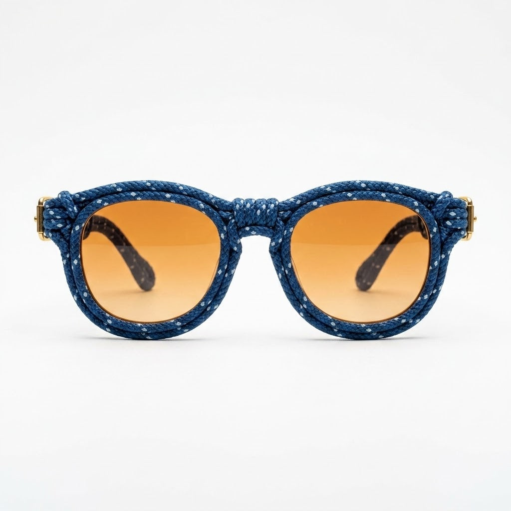 Navy Speckled Cord Statement Sunglasses