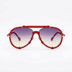 Crimson Cord Woven Aviator Sunglasses