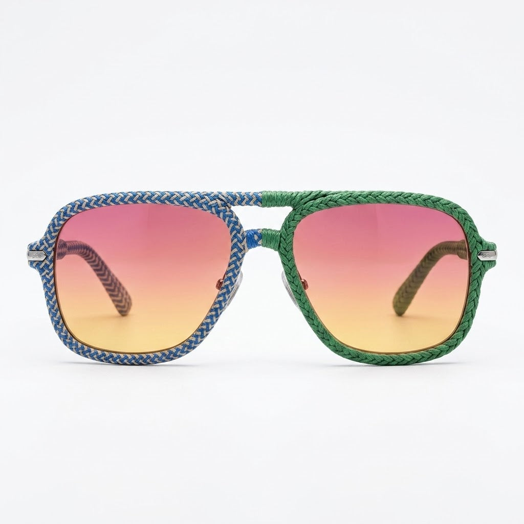 Asymmetric Woven Sunset Aviator Sunglasses
