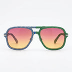 Asymmetric Woven Sunset Aviator Sunglasses