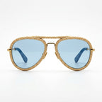 Natural Raffia Woven Aviator Sunglasses