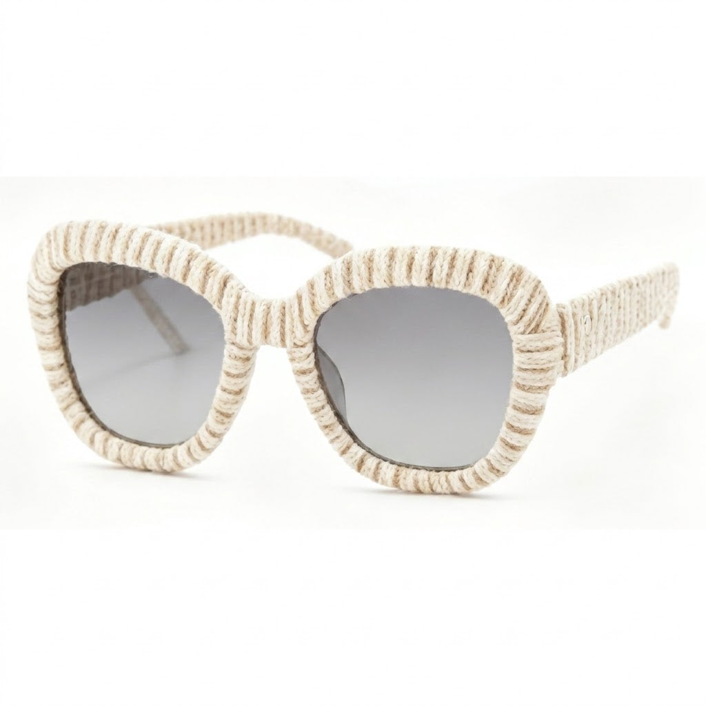 Textured Ivory Cord Statement Sunglasses