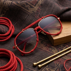 Crimson Cord Woven Aviator Sunglasses