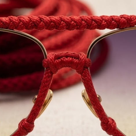 Crimson Cord Woven Aviator Sunglasses