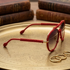 Crimson Cord Woven Aviator Sunglasses