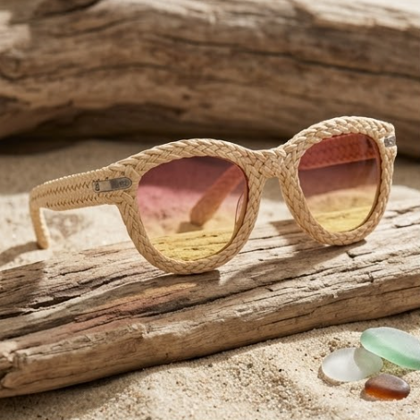 Ivory Woven Sunset Statement Sunglasses