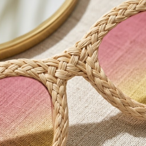 Ivory Woven Sunset Statement Sunglasses