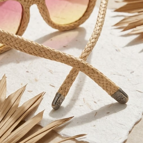 Ivory Woven Sunset Statement Sunglasses