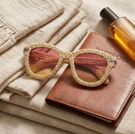 Ivory Woven Sunset Statement Sunglasses