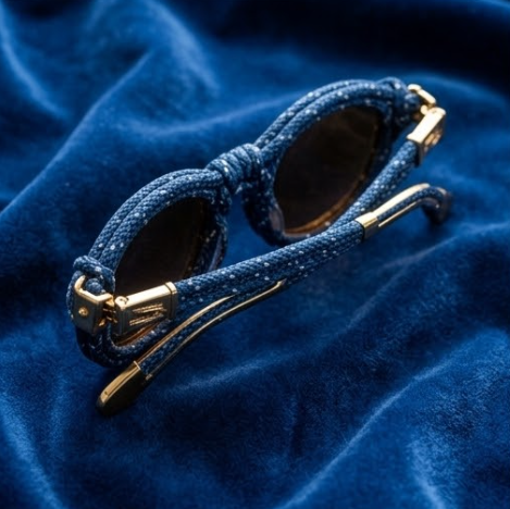 Navy Speckled Cord Statement Sunglasses