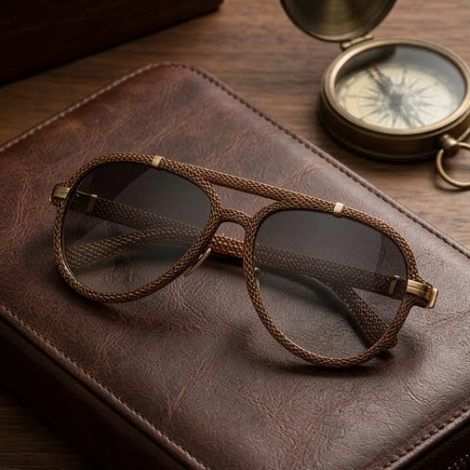 Antique Bronze Mesh Aviator Sunglasses