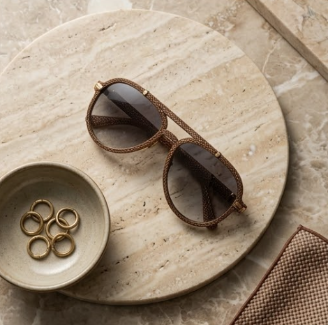 Antique Bronze Mesh Aviator Sunglasses