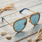 Natural Raffia Woven Aviator Sunglasses