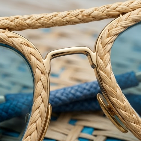 Natural Raffia Woven Aviator Sunglasses