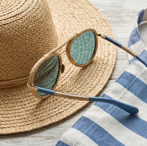 Natural Raffia Woven Aviator Sunglasses