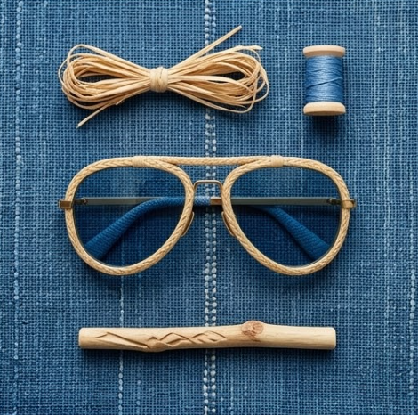Natural Raffia Woven Aviator Sunglasses