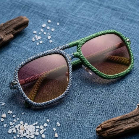 Asymmetric Woven Sunset Aviator Sunglasses