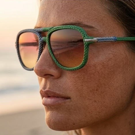 Asymmetric Woven Sunset Aviator Sunglasses