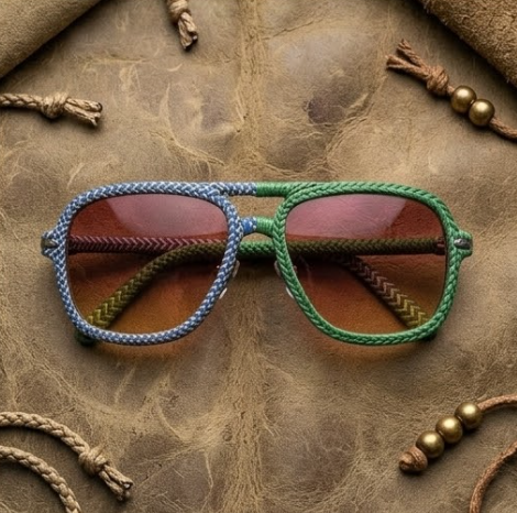 Asymmetric Woven Sunset Aviator Sunglasses