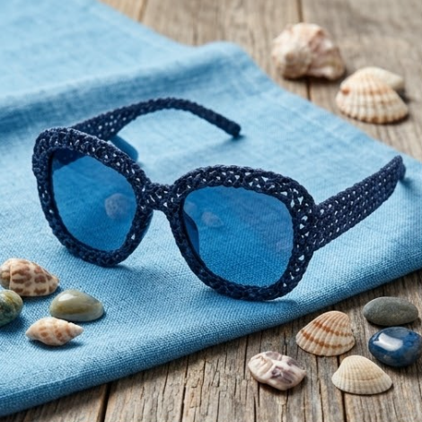 Midnight Blue Open-Knit Statement Sunglasses