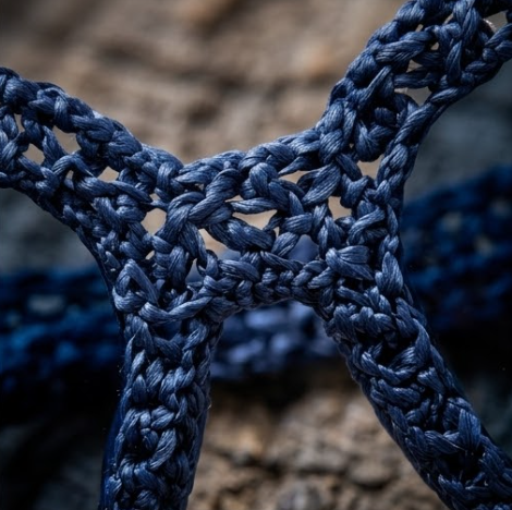 Midnight Blue Open-Knit Statement Sunglasses