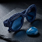 Midnight Blue Open-Knit Statement Sunglasses