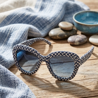 Navy & Ivory Woven Statement Sunglasses
