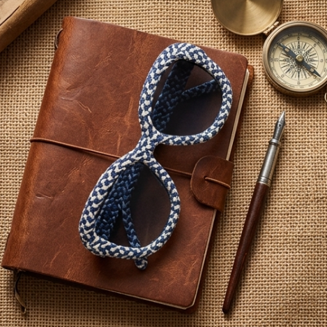 Navy & Ivory Woven Statement Sunglasses