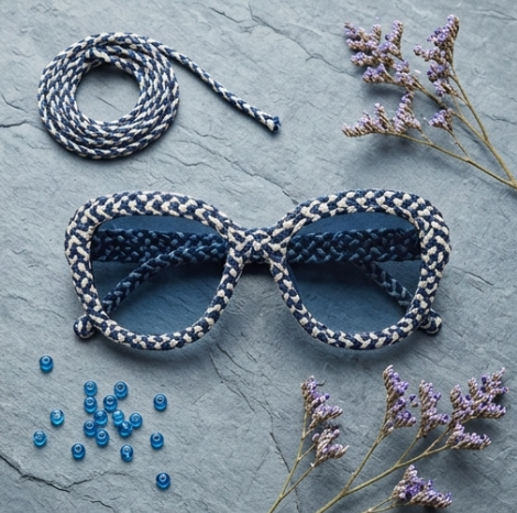 Navy & Ivory Woven Statement Sunglasses