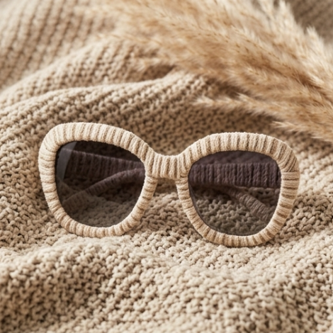 Textured Ivory Cord Statement Sunglasses