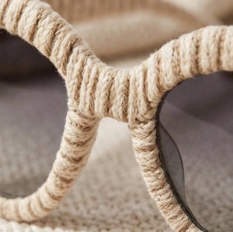 Textured Ivory Cord Statement Sunglasses