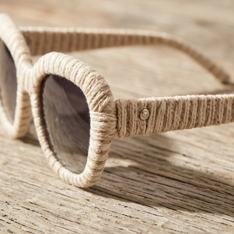 Textured Ivory Cord Statement Sunglasses