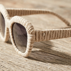 Textured Ivory Cord Statement Sunglasses