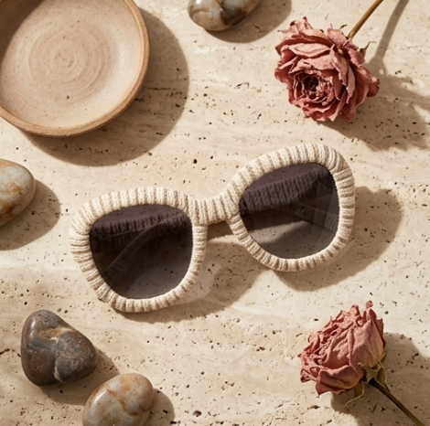 Textured Ivory Cord Statement Sunglasses