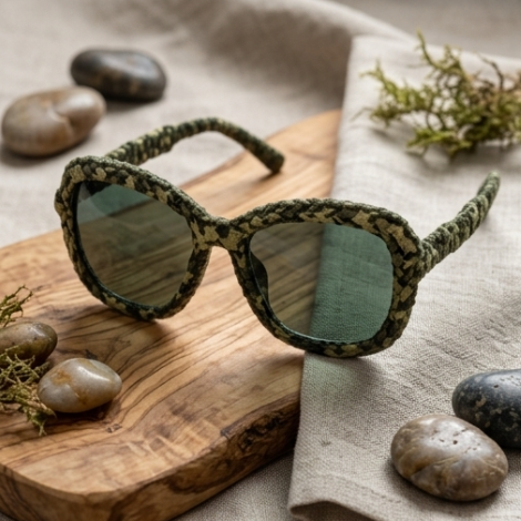 Olive & Forest Green Woven Statement Sunglasses