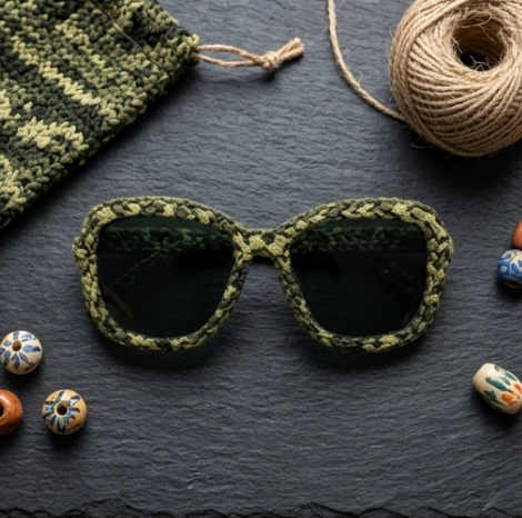 Olive & Forest Green Woven Statement Sunglasses