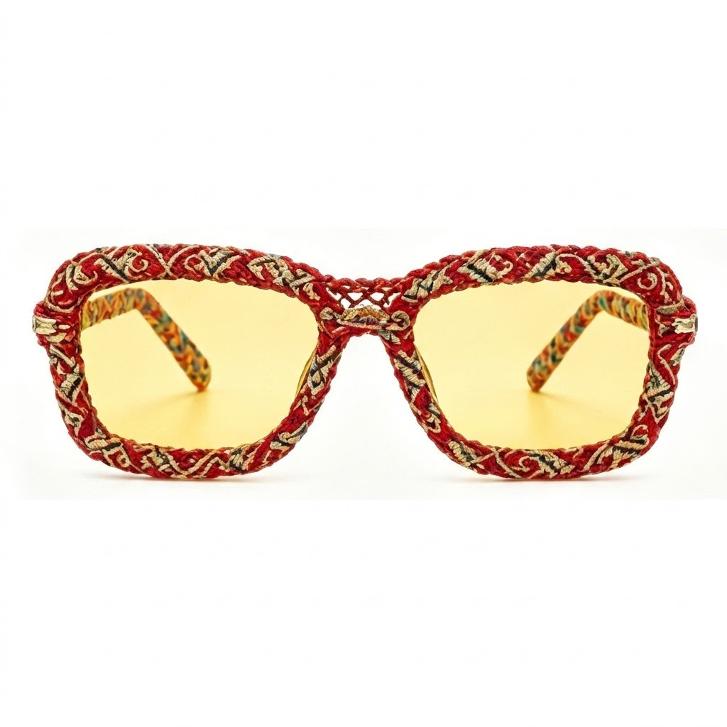 Crimson Tapestry Woven Statement Sunglasses