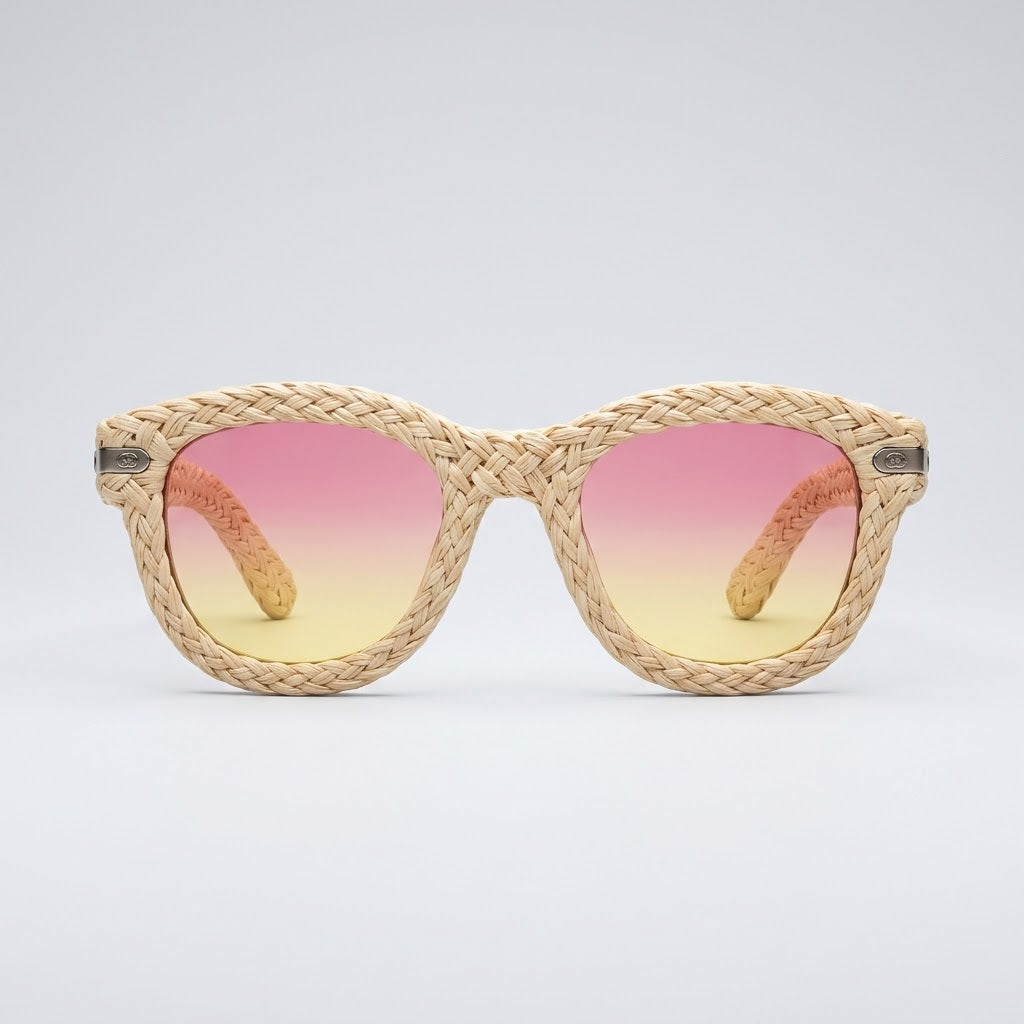 Ivory Woven Sunset Statement Sunglasses