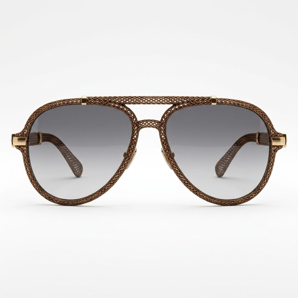 Antique Bronze Mesh Aviator Sunglasses